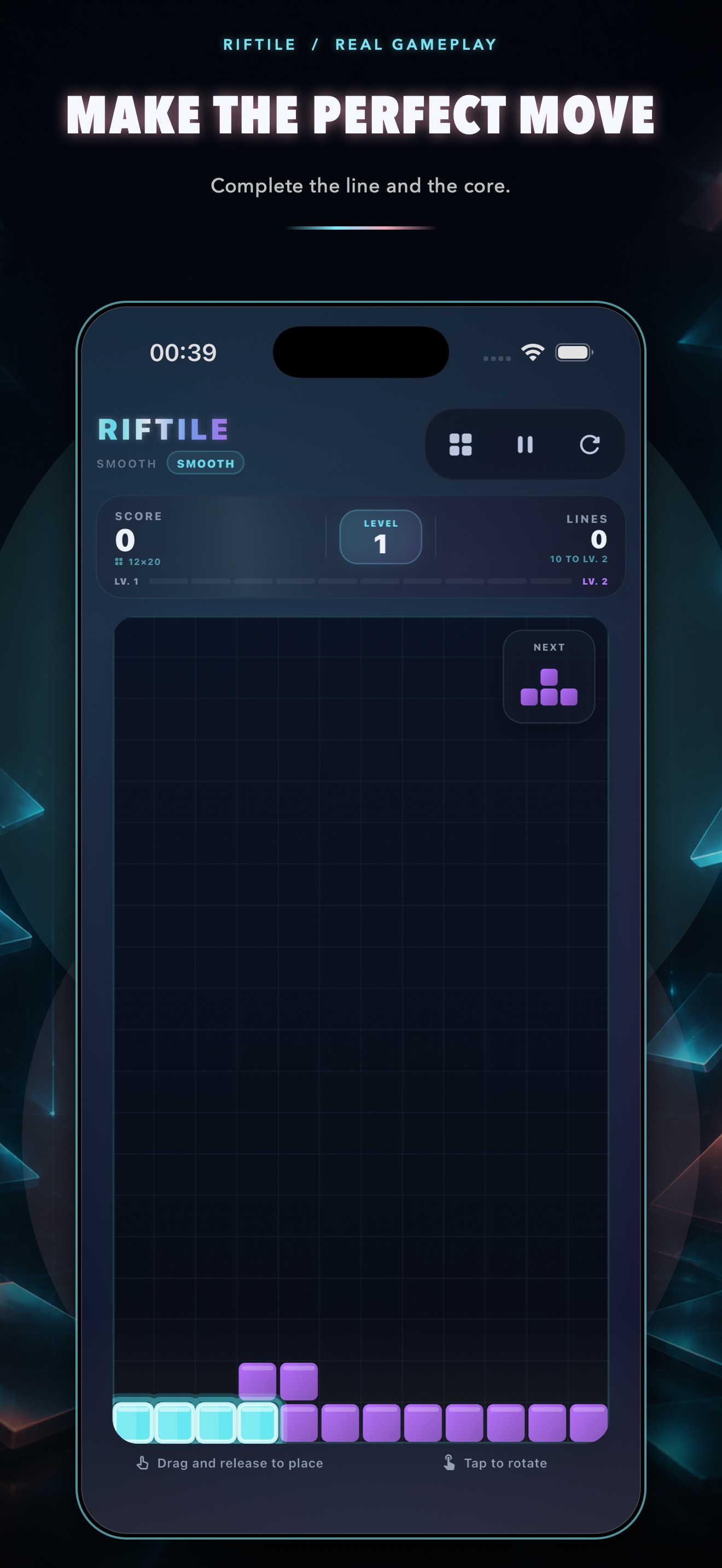 RIFTILE board as a line is completed
